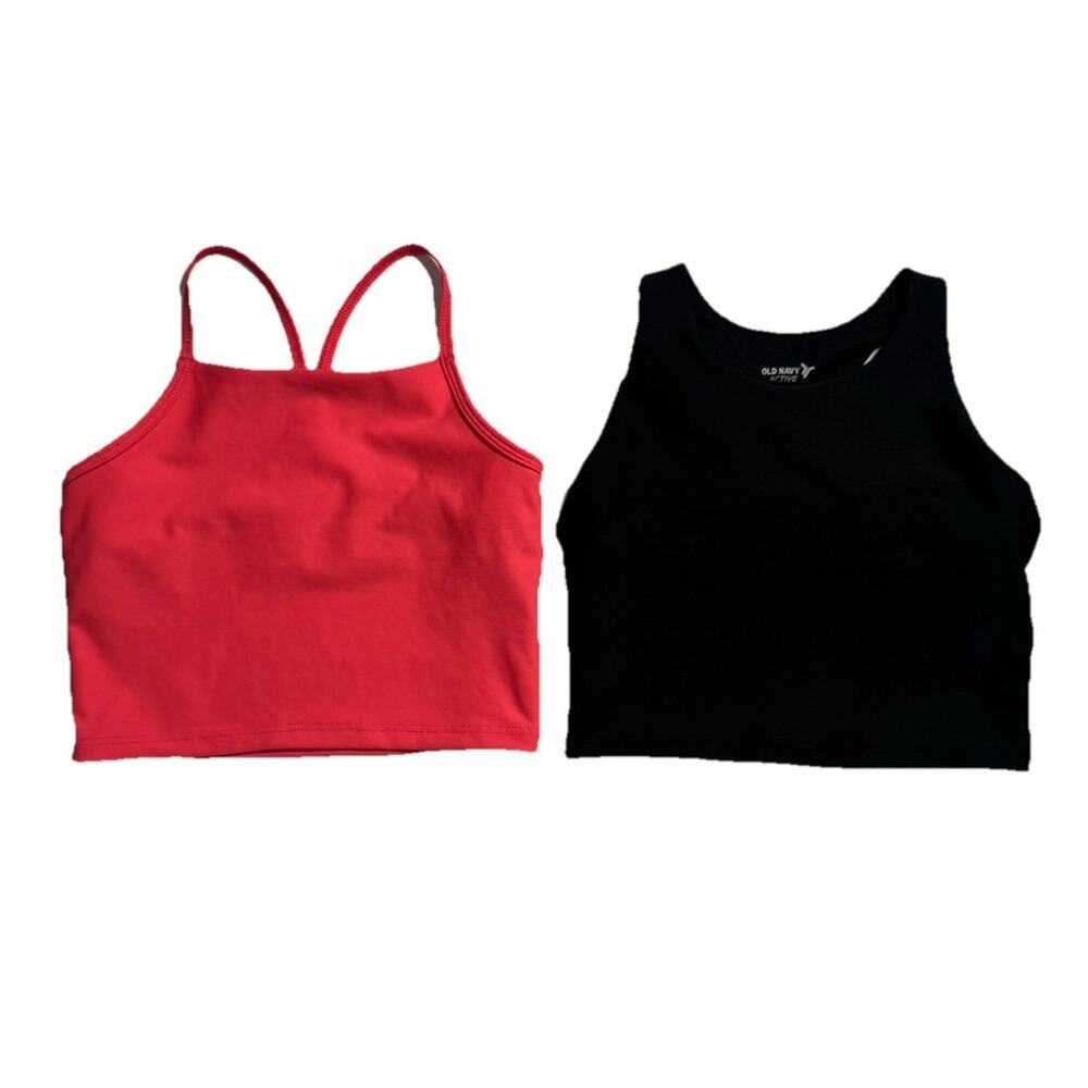 Old Navy Active Girls Sports Bra Lot of 2 Pink Black Size S 6-7 Go Dry